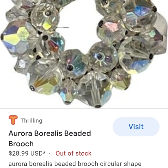 ❤️5/$25 Vintage Aurora Borealis Beaded Brooch Pin - Picture 4 of 5